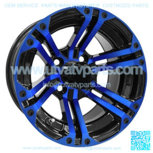 12" Golf Cart Wheel, Black/Blue Rim & Center Cap, 12x7 ET-25