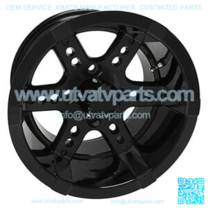 14" Golf Cart Wheel, RX262, Black w/ Center Cap, 14x7 ET-25
