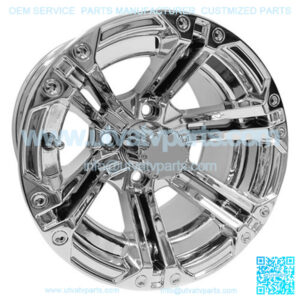 12" Golf Cart Wheel, Chrome Rim & Center Cap, 12x7 ET-25