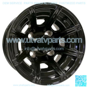 10" Golf Cart Wheel, 8 Spoke GloBlack Rim & Center Cap, 10x7 ET-22
