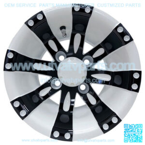 10" Golf Cart Wheel, White/Black Rim & Center Cap, 10x7 ET-25