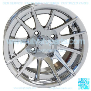 12" Golf Cart Wheel, 12 Spoke, Chrome Rim & Center Cap, 12x6 Centered