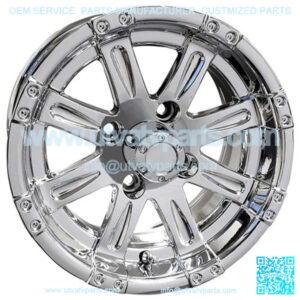 12" Golf Cart Wheel, Chrome Rim & Center Cap, 12x6 Centered