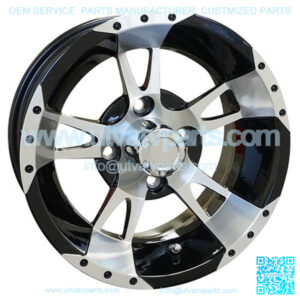 12" Golf Cart Wheel, Machined/Black Rim & Center Cap, 12x6 ET-0