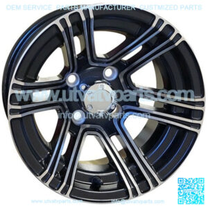 12" Golf Cart Wheel, Machined/Black Rim & Center Cap, 12x7 ET-30