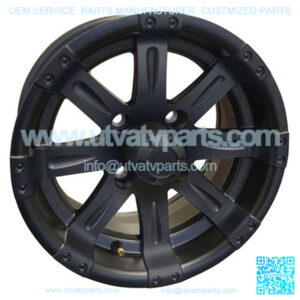 12" Golf Cart Wheel, Matte Black Rim & Center Cap, 12x6 Centered