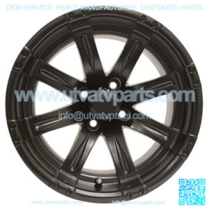 14" Golf Cart Wheel, Matte Black Rim & Center Cap, 14x7 ET-25