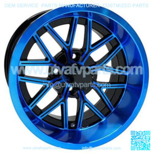 14" Golf Cart Wheel, GloBlack/Blue Rim, 14x7 ET-25