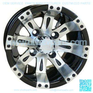 10" Golf Cart Wheel, Machined Silver + Black, 10x7 ET-25