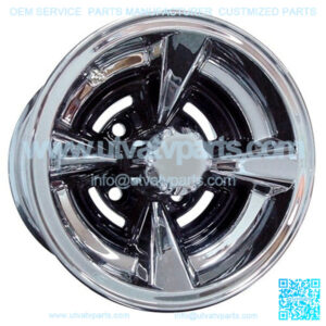 10" Golf Cart Wheel, Black/Chrome Rim 10x7
