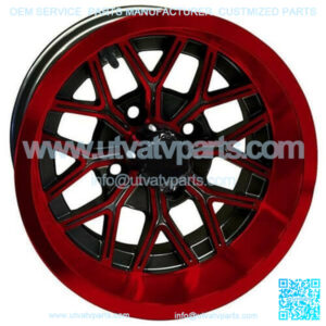 12" Golf Cart Wheel, GloBlack/Red Rim, 12x6 ET-10