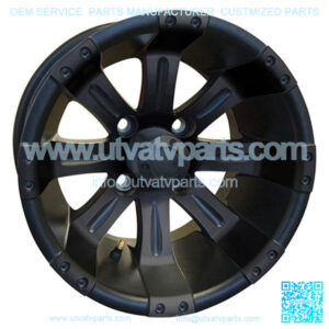 12" Golf Cart Wheel, Matte Black Rim & Center Cap, 12x7 ET-25