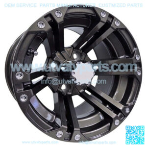 12" Golf Cart Wheel, Gun Metal Gray Rim, 12x7 ET-25