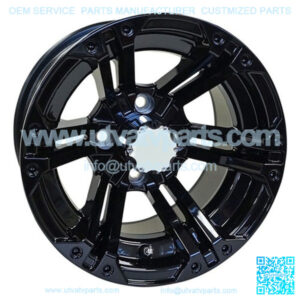 12" Golf Cart Wheel, GloBlack Rim & Chrome Center Cap, 12x7 ET-25