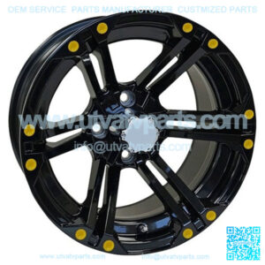 14" Golf Cart Wheel, GloBlack Rim & Chrome Center Cap, 14x7 ET-25