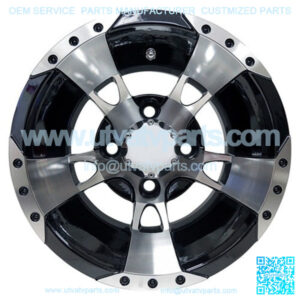 10" Golf Cart Wheel, Machined/Black Rim & Center Cap, 10x7 ET-25