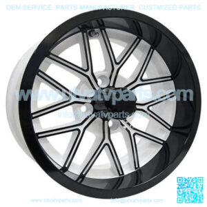 14" Golf Cart Wheel, GloWhite with Black Rim, 14x6 ET-10