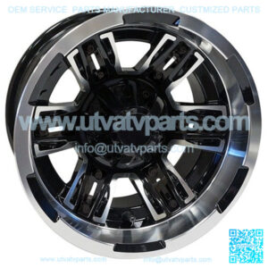 12" Golf Cart Wheel, Machined GloBlack Rim, 12x7 ET-25