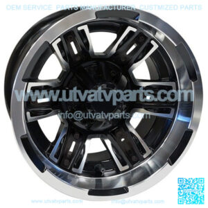 12" Golf Cart Wheel, Machined Matte Black Rim, 12x7 ET-25