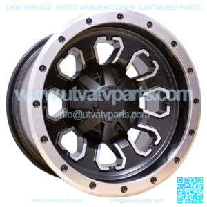 12" Golf Cart Wheel, Machined Matte Black Rim, 12x8 ET-10