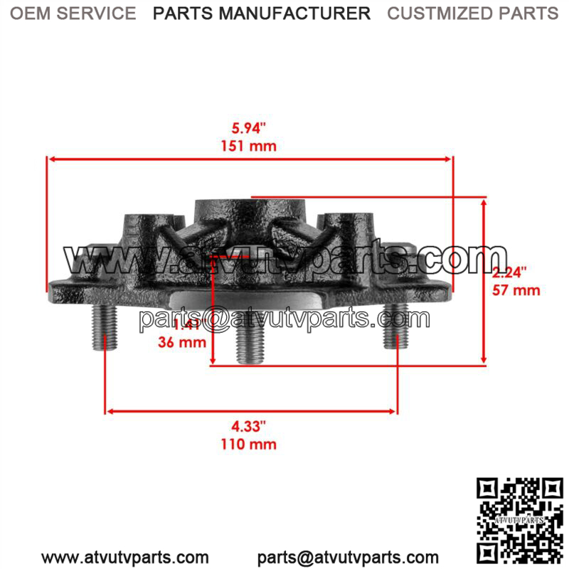 Front Left & Right Wheel Hub For Honda Rancher 420 TRX420TM1 2016 - 2022 - Image 2