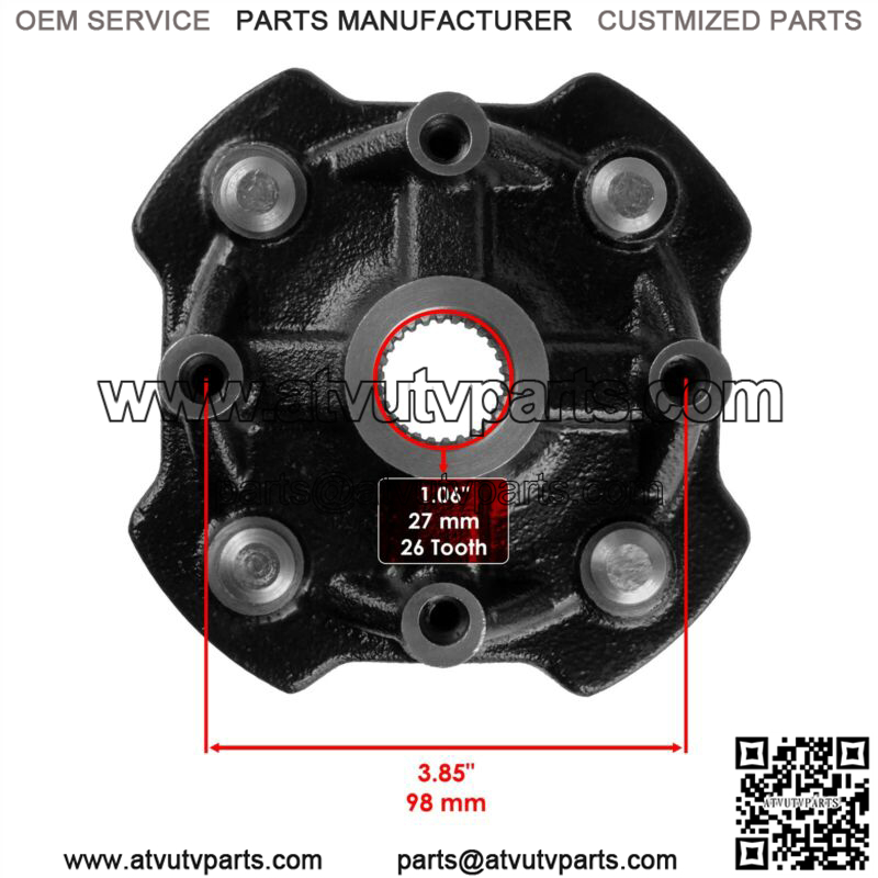 Front Left & Right Wheel Hub For Honda Rancher 420 TRX420TM1 2016 - 2022 - Image 3