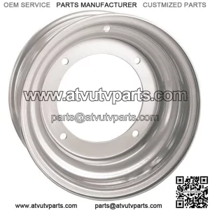 Silver 10x5, 4/156, 2+3 AMS Steel Wheel For Polaris Predator/Outlaw And Yamaha