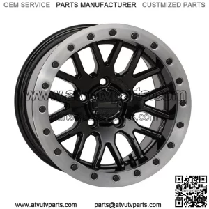 System 3 SB-9 Beadlock 15" Wheels Matte Black +10mm Polaris RZR Turbo R & Pro R (For: Polaris)