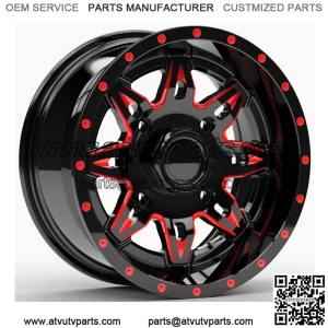 Fuel Lethal UTV Wheels Red/Black 15" Polaris RZR Turbo S / RS1 (4) (For: Polaris)