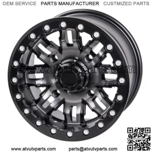 Tusk Teton Beadlock Wheel 15x10 5.0 + 5.0 Gun Metal/Black 4/156 Lug Pattern (For: Polaris)
