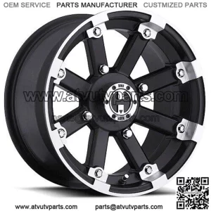 15x8 Vision 393 Lockout Matte Black Mach Lip UTV Wheel 4x137 (-10.2mm) (For: Can-Am)