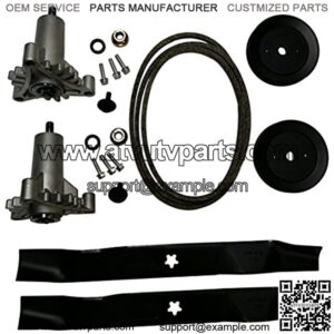 mower parts deck rebuild kit for craftsman poulan included 2 heavy duty spindles 130794, 2 mulcher blades 134149, 2 pulleys 173436, deck belt 144959 95"