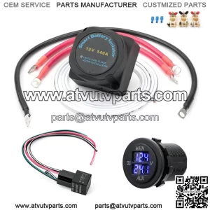 Dual Battery Isolator Connect & Monitor Kit w/ VSR Harness for ATV UTV Boats RV