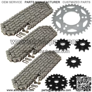 Drive Chain & Sprockets Kit for Polaris Sportsman 400 4X4 1994 1995 1996 (For: Polaris)