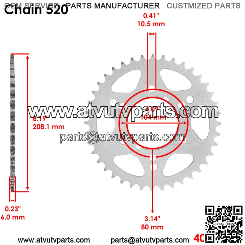 Rear Wheel Chain Sprocket for Polaris Trail Boss 325 2001 2002 40 Teeth (For: Polaris) - Image 2