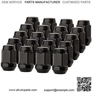 20 Black 12x1.5 Closed End Bulge Acorn Lug Nuts - Cone Seat - 19mm Hex