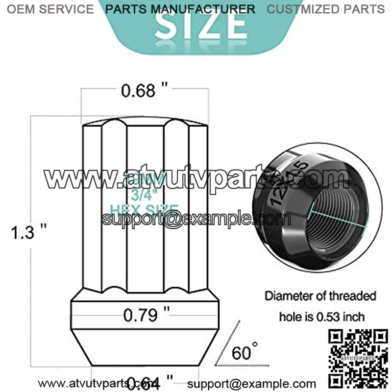 Lug Nuts 12x1.5 Black Open End, m12x1.5 Bulge Acorn Wheel Lug Nuts 1.3" Tall with 1 Key, 20 + 1PCS - Image 2
