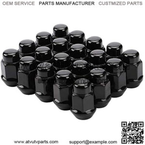 20PCS 1.4 inch Black 12x1.5 Closed End Bulge Acorn Lug Nuts - Cone Seat - 19mm Hex Wheel Lug Nut Aftermarket Wheels