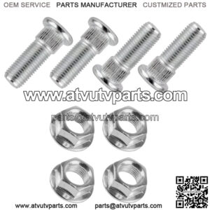 4x Front Rear Studs & Flange Nuts for Polaris 7515523 7547211 3/8"