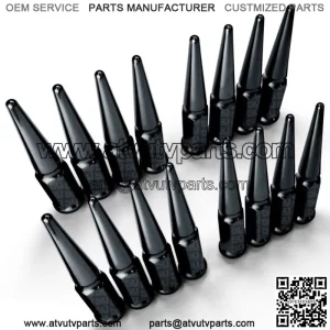 16pc Black 12x1.25mm Spike Lug Nuts Fits Kawasaki Teryx 4 Mule 4000 3000 2500
