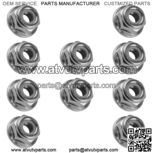 10x Flanged Nylok Nut For Polaris 7542153 1/4-20 (For: Polaris Sportsman 570)