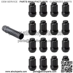 Set Tusk Tapered Spline Drive Lug Nut 12mm x 1.25mm Thread Pitch Black 16+key (For: More than one vehicle)