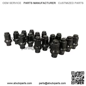 SET OF 16 BLACK M10x1.25 ET EXTENDED THREAD BEVELED TAPERED LUG NUTS