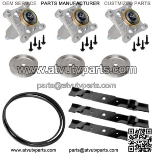 3 Deck Blade Spindle Belt Pulley Kit For Dixon D2654GT D26Bh54 D26Kh54