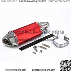 Universal Red 1.5-2″ Inlet Motorcycles Scooters Exhaust Pipe with Removable DB Killer For Dirt Bike Street Bike Scooter ATV Racing