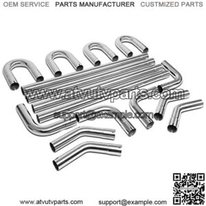 Motoring ZTL-25SS 16 Pcs 2.5 Inches Stainless Steel DIY Custom Exhaust Tubing Mandrel Bend Pipe Straight & U-Bend Kit, Universal Fit