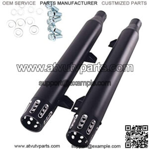 3 Inch Mini-Torpedo Style Black Slip On Mufflers, Deep Rich Throaty Sound Exhaust Pipe for 2015-2021 Indian Scout, Scout Bobber, Scout Sixty, with Hardware and Removable Baffle.