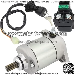Starter w/Relay & Ignition Switch for Suzuki Eiger 400 2002-2007 2WD 4WD LT-A400 LT-F400 LT-F400F LT-A400F LT-A400C, 31100-38F00 18809 18840, 2002 2003 2004 2005 2006 2007 Eiger 400 Starter