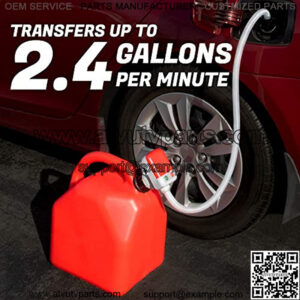 No more back lifting Heavy Gas Can / Battery (4 AA) Power Fuel Transfer Pump w/ Non-Spill Auto-Stop Nozzle and Flexible Intake Hose