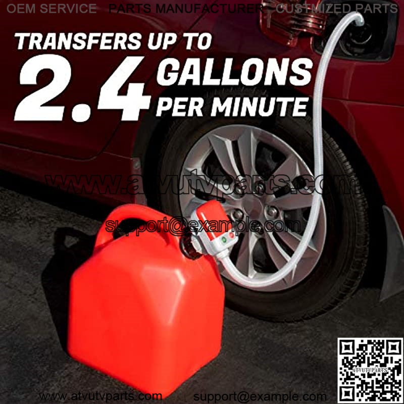 No more back lifting Heavy Gas Can / Battery (4 AA) Power Fuel Transfer Pump w/ Non-Spill Auto-Stop Nozzle and Flexible Intake Hose